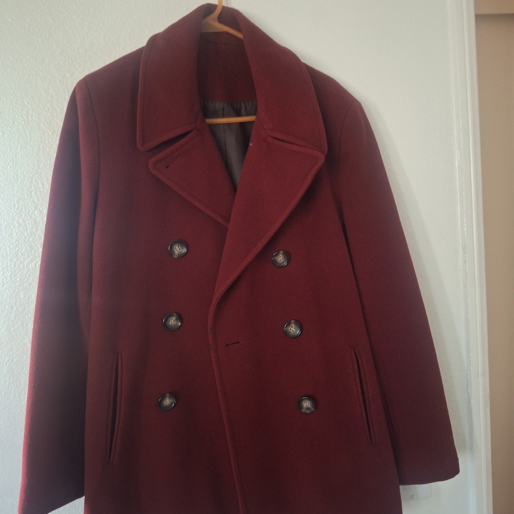 Calvin Klein Women's Double-Breasted Burgundy Pea Coat